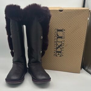 Australia Luxe Collective Tall Nordic Prince Suede Boots Faux Fur size 10 NWT